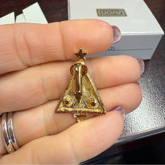 Avon Tree Dangle Goldtone Christmas tree clip Earrings NIB vintage 1992 - Picture 2 of 7